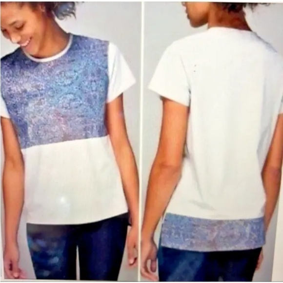 Womens Lululemon Size 8 Stretch Top Asymmetric Bead Envy Print Lab Cream - Picture 1 of 5